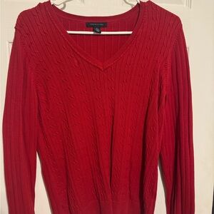 Tommy Hilfiger Women's V-Neck Red Sweater